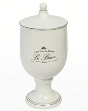 KASSATEX  Le Bain  White Porcelain  Large Footed Canister W/Lid
