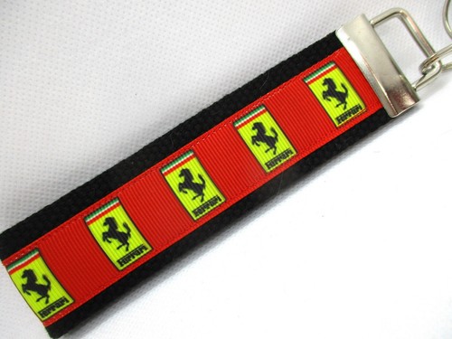Ferrari Car Ribbon on Strong Webbing Key Fob Keychain Wristlet Luxury Sports Car - Picture 9 of 11