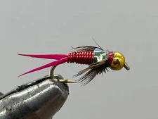 One Dozen (12) - Beadhead Copper John - Red - Nymph