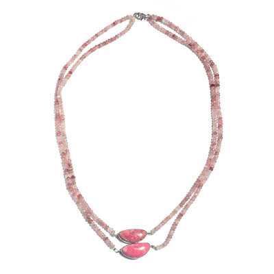 Artisan Crafted SterlingSilver Stroberry Bead and Tulite Tumble Necklace Jewelry