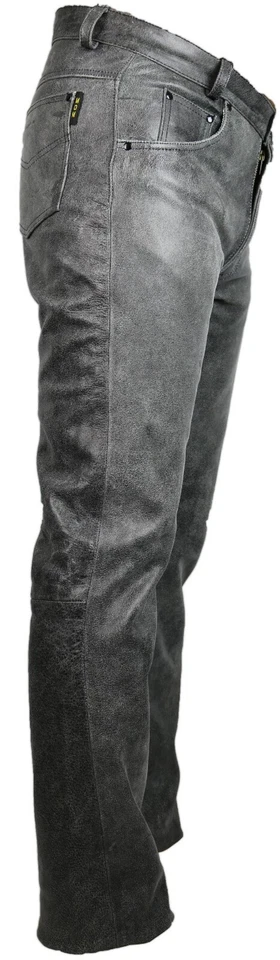 Herren Motorrad Lederhose in Grau Lederjeans Bikerhose Bikerjeans 5 Pocket  - Bild 4 von 4