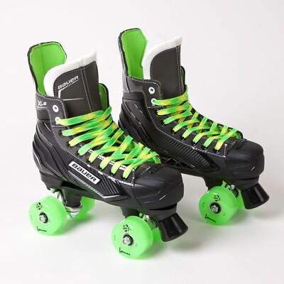 Bauer X-LS Quad Rollschuhe XLS - Green Light Up Luminous Wheels