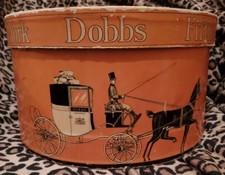 Vintage Dobbs Fifth Avenue Hat Box Horse and Buggy Scene Tie