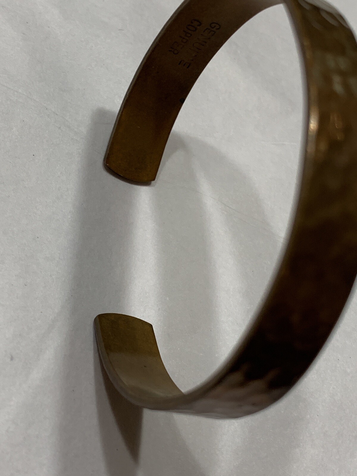 Vtg 80s Solid Copper Hammered Bangle Bracelet 3/8… - image 5