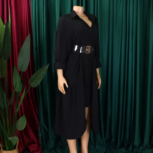 Women's Elegant Lapel Maxi Long Dress Casual Fashion Solid Shirt Club Dress - Bild 31 von 35