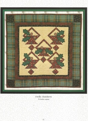 Christmas Quilt Patterns Holly Baskets Log Cabin Lone Star Pines Pinwheels J62