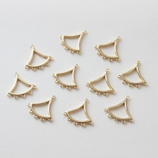 4pcs Fan Shape Charm Connector,Gold Hollow out Fan Shape Pendant With Hole