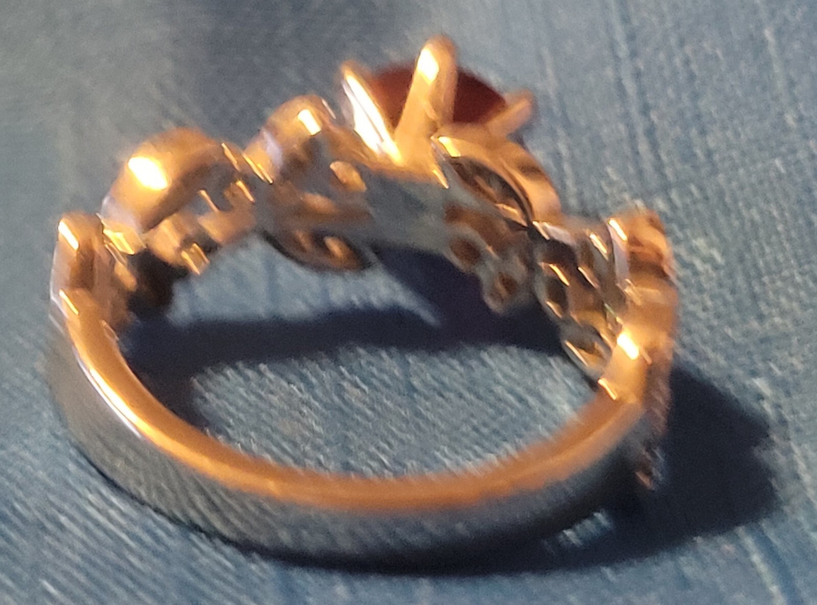 Lunar Simulated Ruby w Rhinestone Ring - image 3