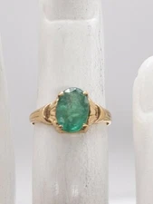 Antique 1900s $3000 Ostby & Barton 2ct Colombian Emerald 10k Yellow Gold Ring