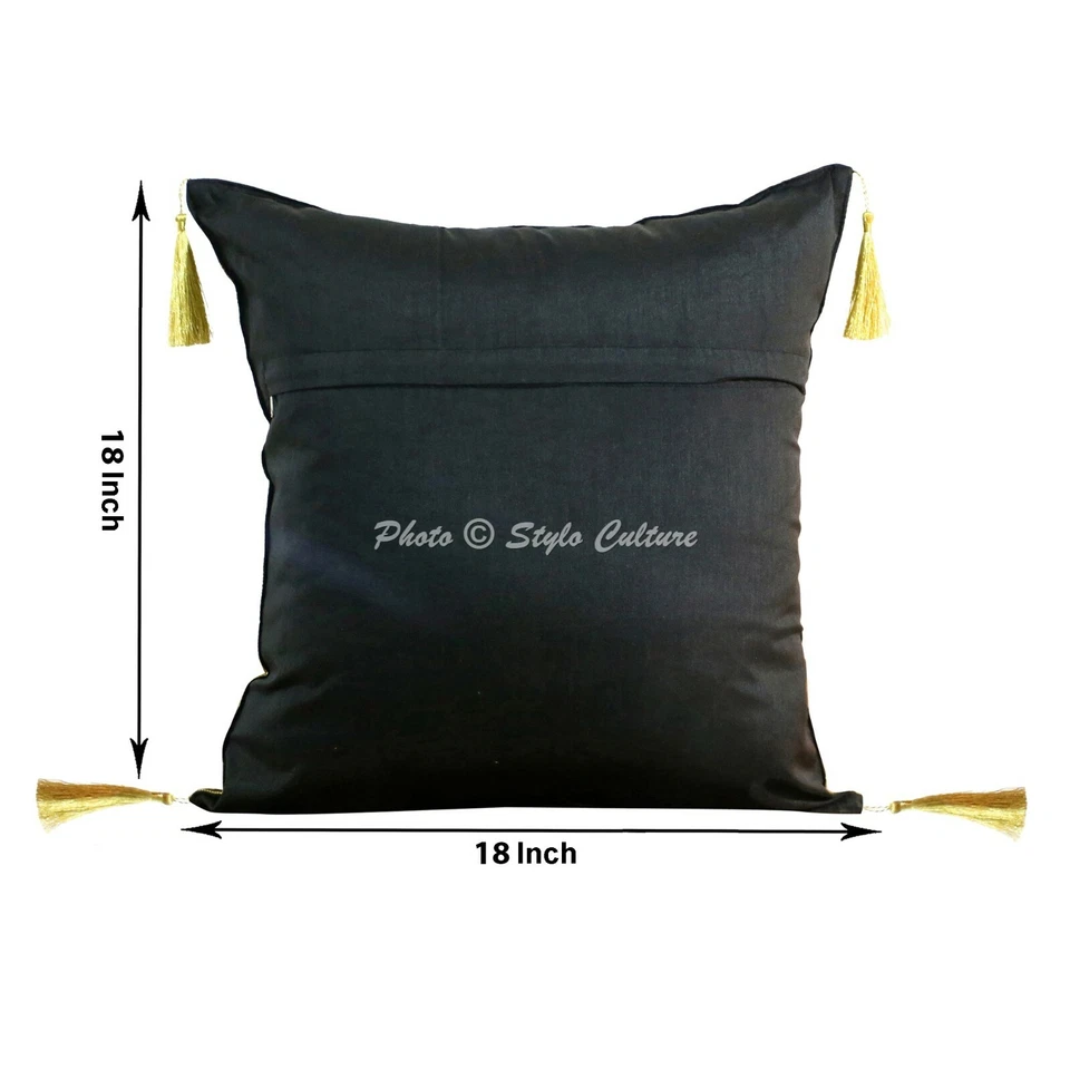 Ethnic Cushion Cover Brocade Jacquard 45 x 45 cm Hippie Sofa Car Pillow Case - Image 4 of 4