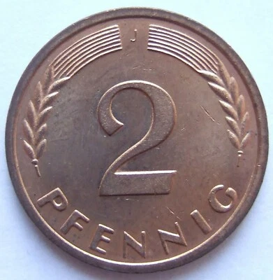 Münze Bundesrepublik Deutschland 2 Pfennig 1963 J in fast Stempelglanz - Bild 1 von 2