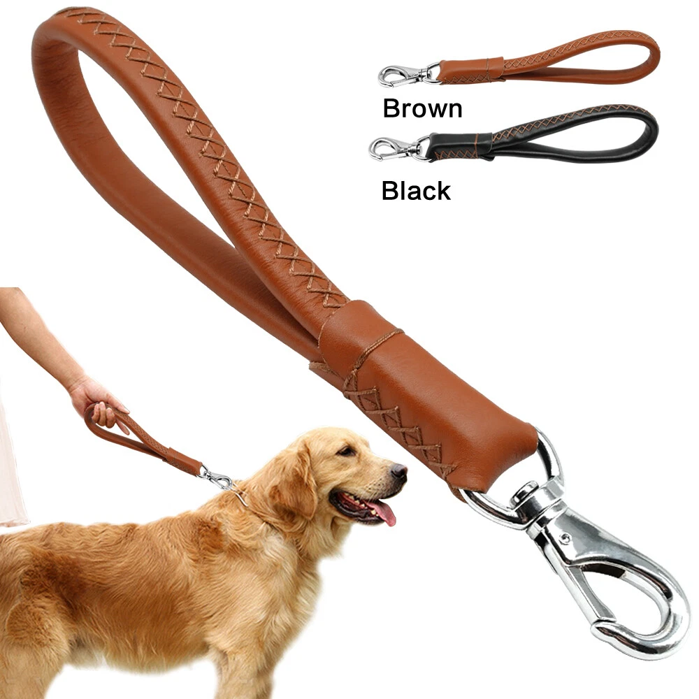 Genuine Leather Dog Leash - Self Tether Clip