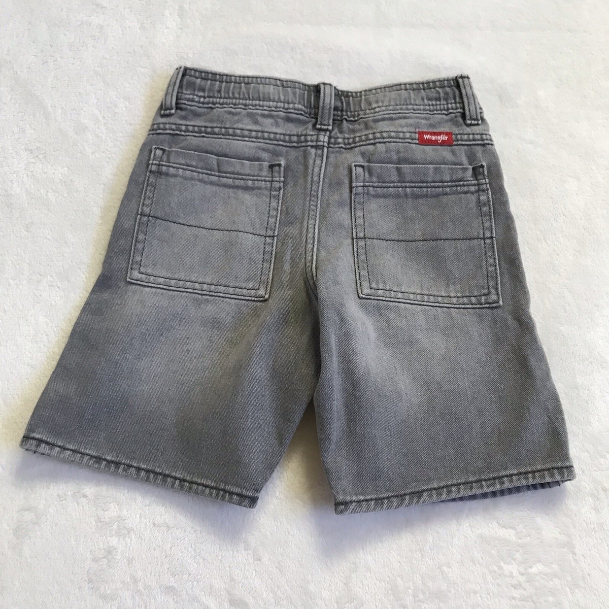 Wrangler Boys Elastic Waist Gray Denim Relaxed Skater Shorts XS (4