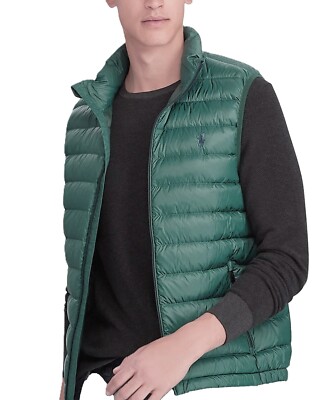 *NWT - POLO RALPH LAUREN Mens Down Full Zip Packable Puffer Vest- GREEN : S - XL