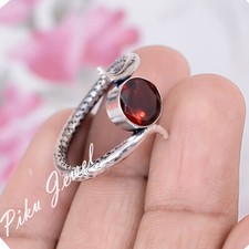 Red Garnet Cut Gemstone 925 Sterling Silver New Art Ring For Father Gift Jewelry