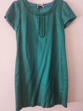 Green emerald silk shift dress from Boden 10R above knee used d.cleaned for sale