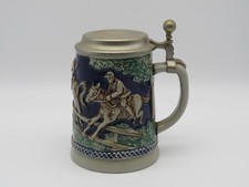 Wick Werke Keramik Bierkrug, Reitsport Motiv, 60 - 70er Jahre