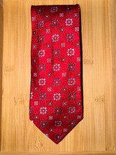 JOS A. BANK Geometric Red Silk Tie 60L 3.5W