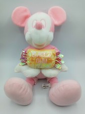 15" DISNEY Pink MICKEY MOUSE Holding Bubble gum PLUSH TOY EUC