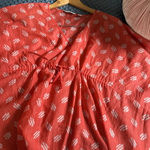 Country Road Beach Wrap Kaftan Cotton Coral Chic Travel Stylish Size M In EC! - Picture 10 of 10