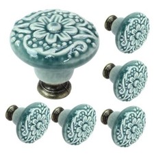 Biaungdo 6 Pcs Green Ceramic Kitchen Cabinet Knobs Retro Ceramic, Vintage