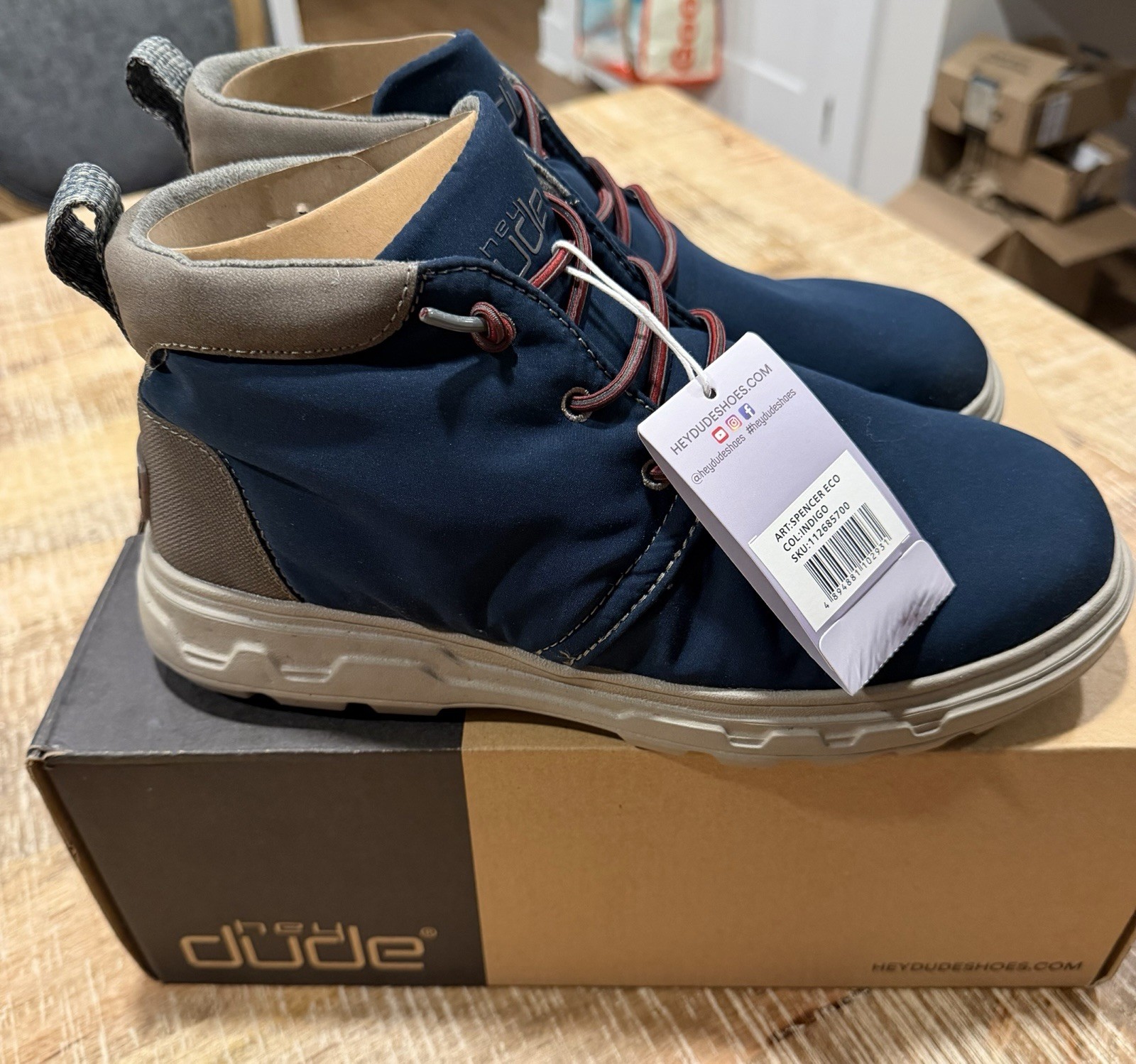 Hey Dude Spencer Eco Indigo Men's Size 10 Brand New In Box