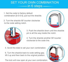 Number Lock for Lockers 4 Digit Combination Padlock for Gym, School, Storage,...