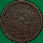 Photo of a 1845-P Large Cent from an eBay listing that sold on Jul 14, 2026