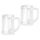 2pcs Clear Plastic Beer Freezer Mugs Double Wall Ice Cooling Cups for Iced