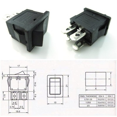 Hull Shape SnapIn KCD1104 4 Pin ON Off Rocker Toggle Switch Marine 2 PCS