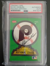 1988 Fleer Richie Ashburn Signed Phillies Veterans Stadium Sticker PSA Autograph