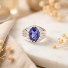 Men's Tanzanite Gemstone Ring with 925 Sterling Silver Men's Handmade Ring