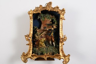 O80C06 Rococo Diorama Miniature Carving Wood Musician Pair 2nd H.18th C