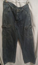 WRANGLER Quality Classic Denim Cargo Jeans Adjust To Fit Waist 8 Husky