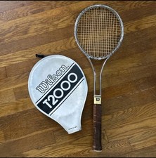 Vintage Wilson T2000 Tennis Racket with Cover 4 1/2" Brown Handle Made in USA