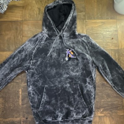 Men's small Sacramento kings skull Hoodie Black/Gray Acid Wash