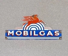 VINTAGE MOBIL PEGASUS HORSE GARGOYLE PORCELAIN SIGN GAS OIL CAR TRUCK MOTORCYCLE