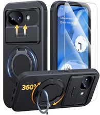 Google Pixel 10A Case, Ring Holder Stand Kickstand, Slide Camera Cover, Screen