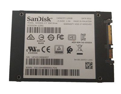 SanDisk 120GB SSD SATA SDSSDA-120G S/N: 1850D2806007 #NFP3097