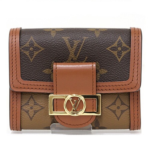 Louis Vuitton Portefeuille Dauphine Compact Trifold Wallet Monogram Used KAZU-0