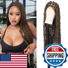 Lexqui 36" Knotless Butterfly Box Braid Wig Full Double Lace Front Light Brown
