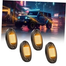 Rock Lights Ultra Bright LED Neon Underglow Lights Waterproof for 4 Pods Yellow