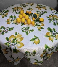 Lot of Artificial Lemons And Lemon Print Cloth Tablecloth 68" X 58" Rectangle