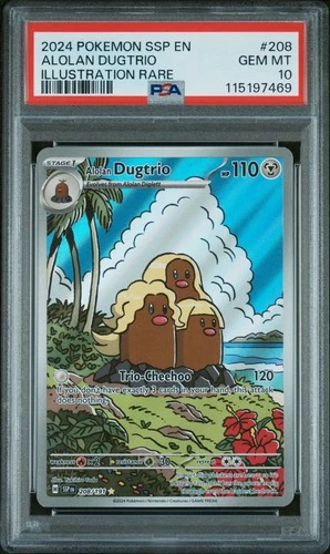 Pokemon Alolan Dugtrio Surging Sparks 208/191 Illustration Rare PSA 10 Gem Mint