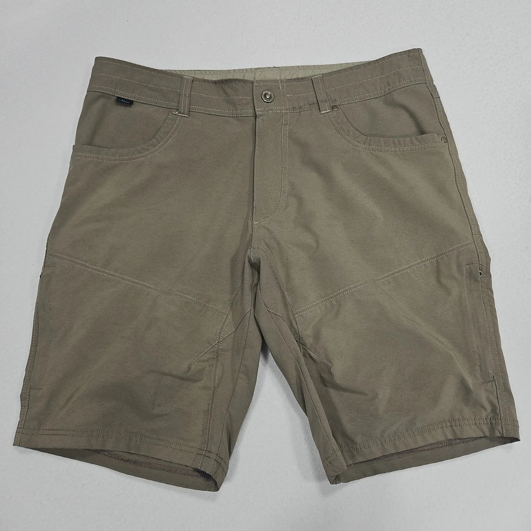 Kuhl Silencr Mens Size 36 Cargo Shorts Brown Khaki Gray Ripstop Stretch Hiking