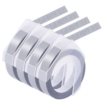 4PK 3D Embossing Tape 520104 For DYMO Xpress Label Maker 9mm*3m White on Silver