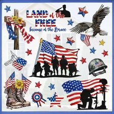 Mfault Memorial Day Land of The Free Window Clings 9 Sheets, 4th 