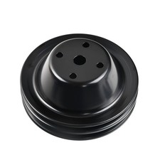 Black Double Groove Steel Long Water Pump Pulley For Small Block Chevy Sbc 350
