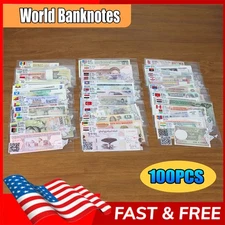100 Pieces Of World Different Paper Banknotes Collection/ UNC/New Banknotes US