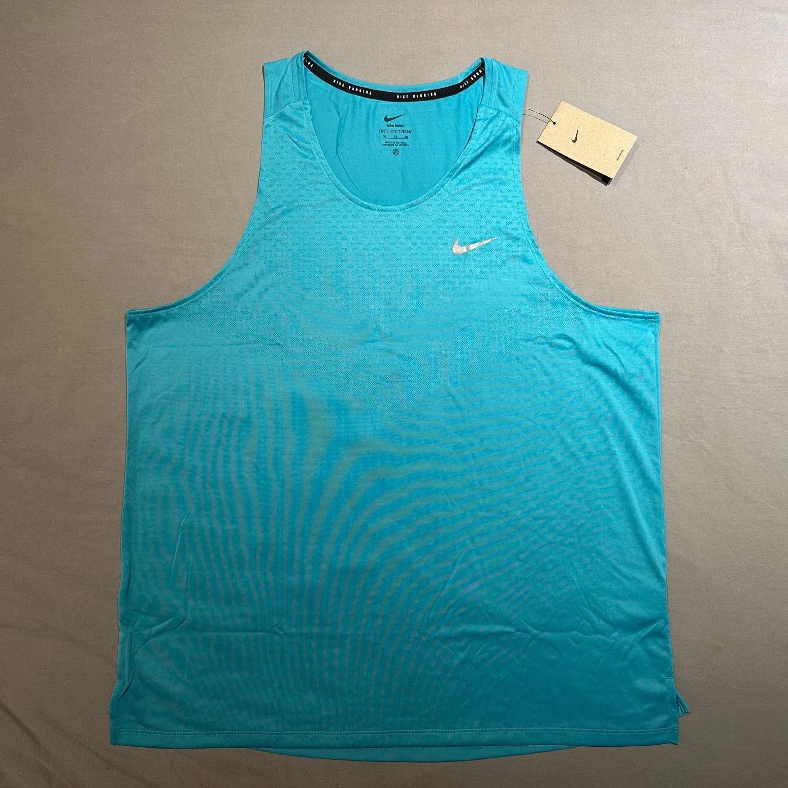 Nike Stride Dri-Fit ADV Running Singlet Dusty Tactus Teal Tank Top Mens XL